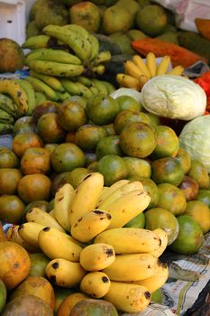 Bananas and limes for sale at the market