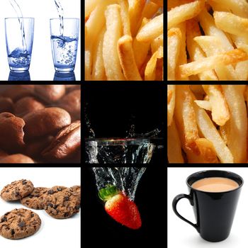 food and drink images in a collage or collection