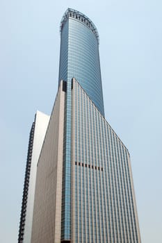 China, Shanghai city, single office buildings, modern skyscraper.