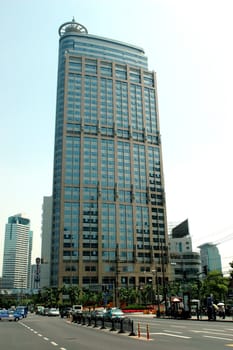 China, Shanghai city, single office buildings, modern skyscraper.
