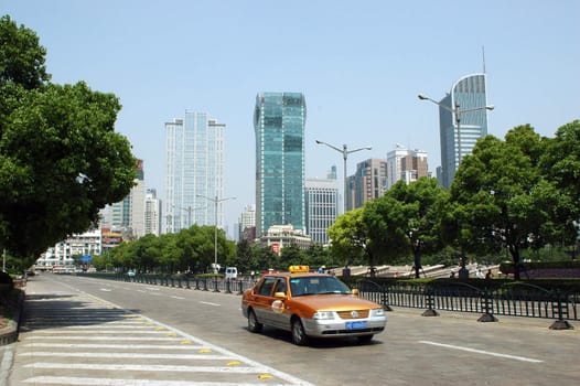 China, Shanghai. General cityscape with modern office buildings.