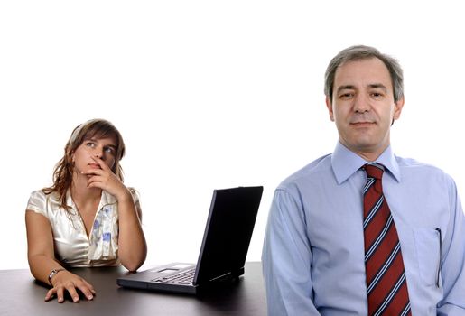 young business couple working in the office