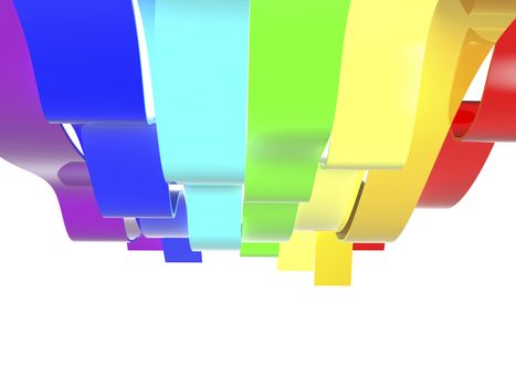 3d rainbow waves on white background