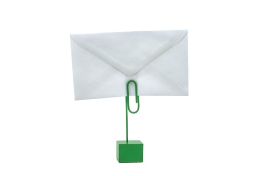 A card holder holding a blank white envelope
