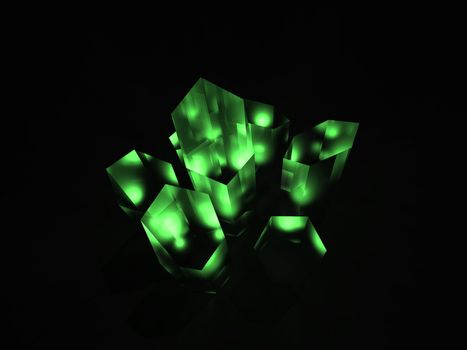 Illustration of a green crystal or kryptonite substance.