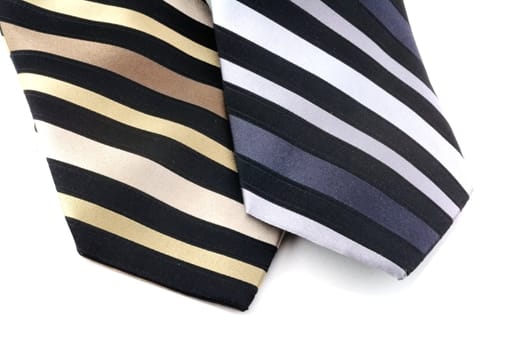 Two silk striped neck ties isolated on white.
