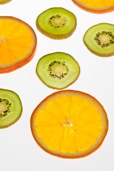 food series: ripe sliced orange and kiwi