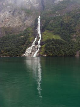 Detail of Geiranger Fjord, Norway, On Summer
