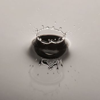 Water sculptures created at time of impact when drop hits water surface