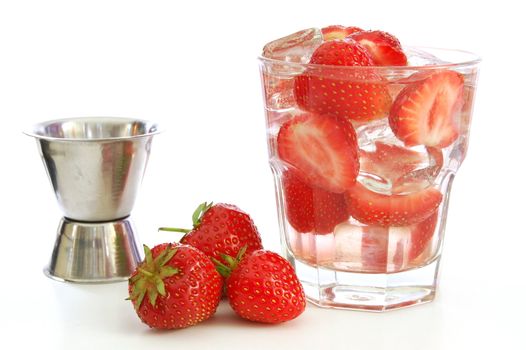 alcoholic strawberry summer drink with red fruits and alcohol