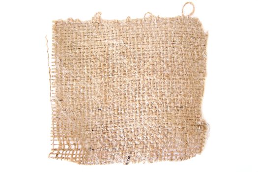 A piece of burlap isolated on a white background.