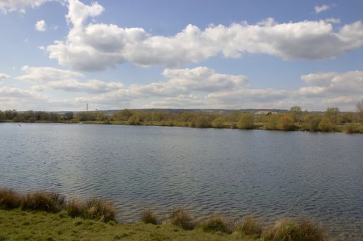 A view of a lake in spring