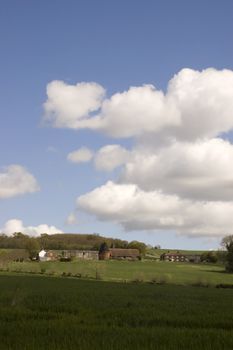 A view of farm land in Kent, England