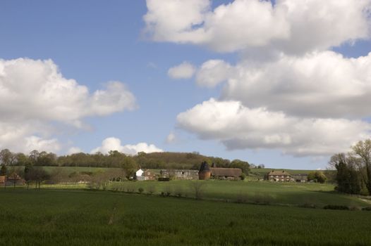 A view of farm land in Kent, England