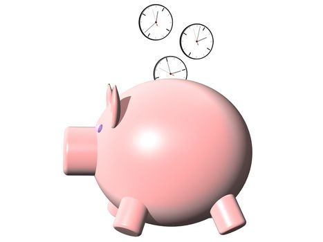 metaphor image of a piggybank whit clock coin