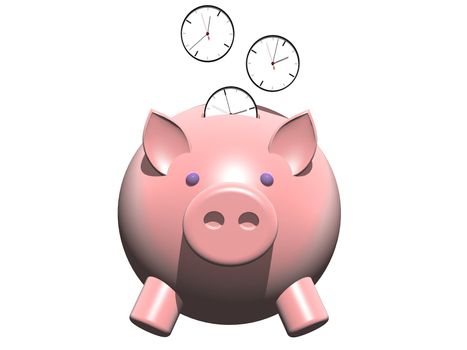 metaphor image of a piggybank whit clock coin