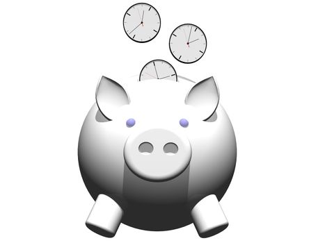 metaphor image of a piggybank whit clock coin