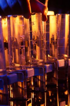 Close up of test tubes in a lab