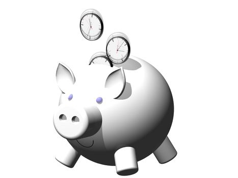 metaphor image of a piggybank whit clock coin