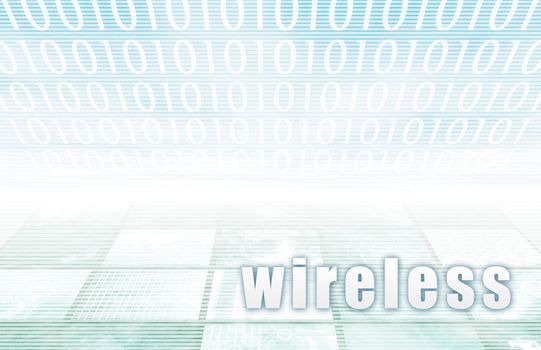 Wireless on a Clear Blue Tech Background