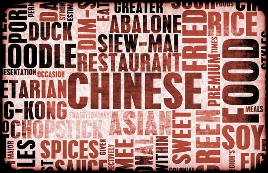 Chinese Food Menu Art Background in Grunge