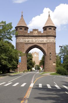 The brownstone Soldiers and Sailors Memorial Arch found in Hartford, Connecticut - the capital city.  This was dedicated to the lives lost during the Civil War.