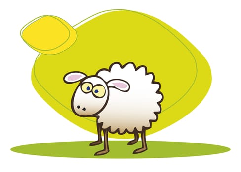 A hand drawn illustration of a single white sheep.