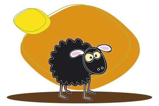 A hand drawn illustration of a single black sheep.