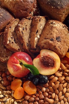 Still-life from bread and fruit
