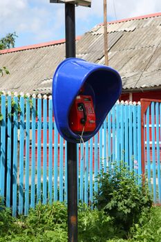 The rural automatic public telephone automat. Russia