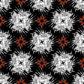 Abstract black and orange design that seamless repeat
