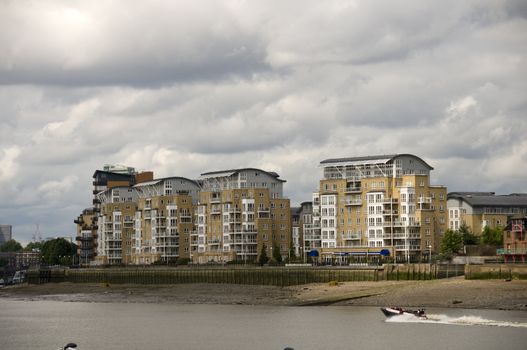 A view of some river side apartments  in London