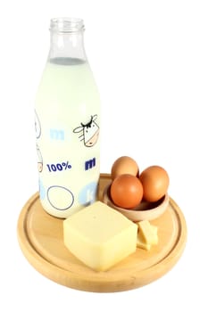 Healthy breakfast milk, eggs, cheese