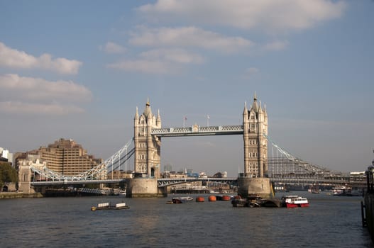 A view of Tower bridge and the river Thames in London