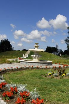 Construction of a fountain in park of rest