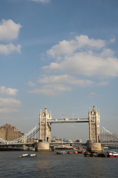 A view of Tower bridge over the river Thames in London