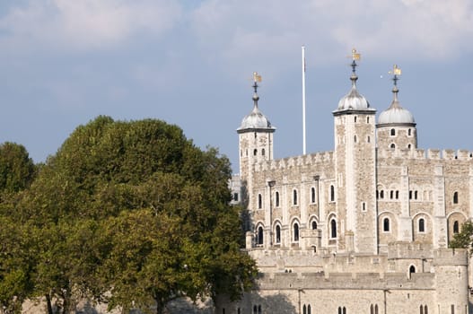 A view of the Tower of London from across the river Thames