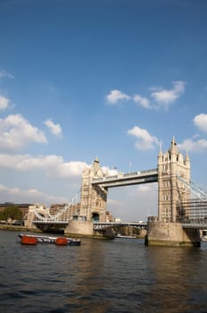 A view of Tower bridge over the river Thames in London