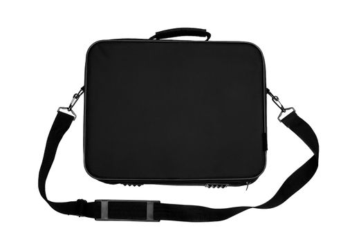 Black Nylon Laptop Carrying Case. Isolated on white.