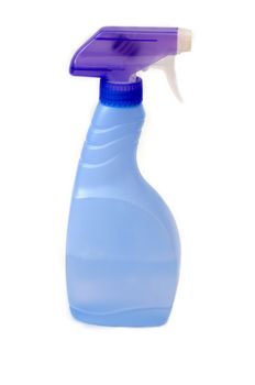 A blue spay bottle isolated on white