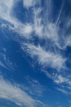Beautiful fluffy clouds on blue sky