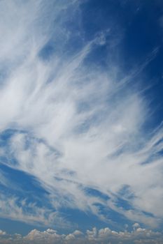 Beautiful fluffy clouds on blue sky