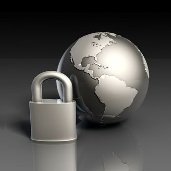 Data Security with Globe and Lock of the Internet