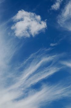 Beautiful fluffy clouds on blue sky