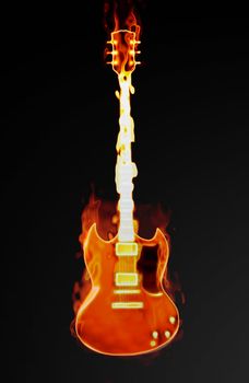 Flaming Guitar with a Supernatural Burning Fire