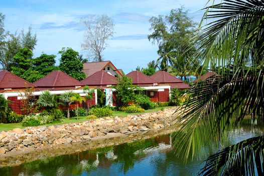Row of  bungalow on the lakeside
