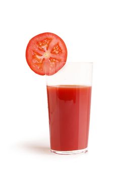 Glass of tomato juice, isolated on white