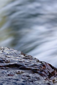 dark wet stone in stream of water