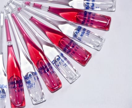 The image of ampoules on a white background