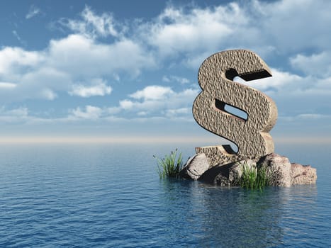 paragraph monument at water landscape - 3d illustration
